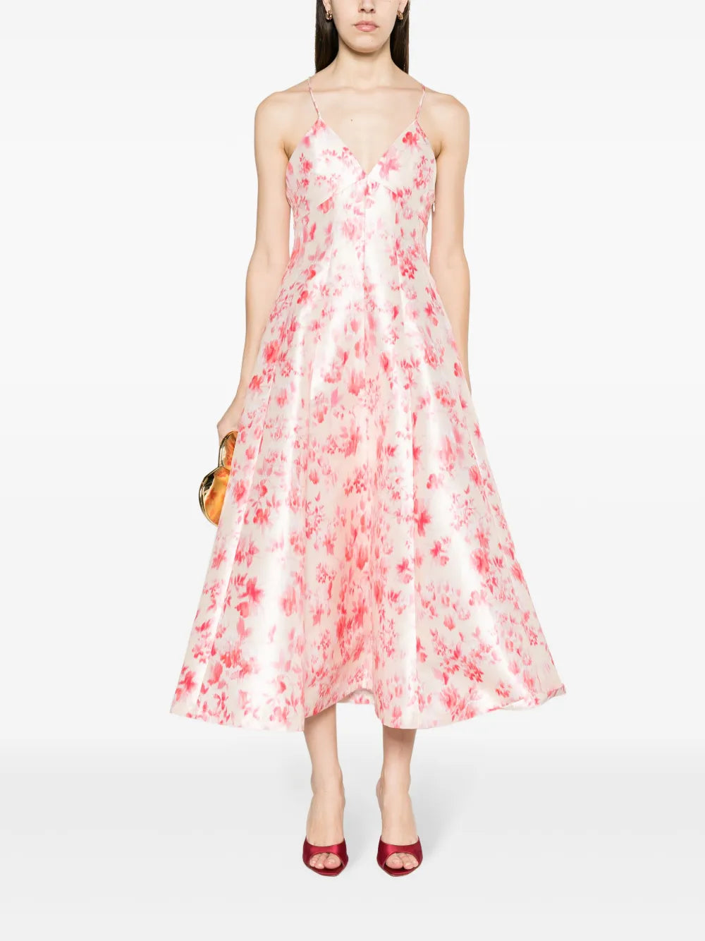 Floral-Print Flared Midi Dress