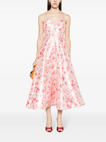 Floral-Print Flared Midi Dress