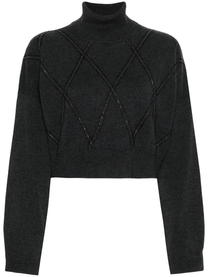 Monili-Embellished Cropped Top