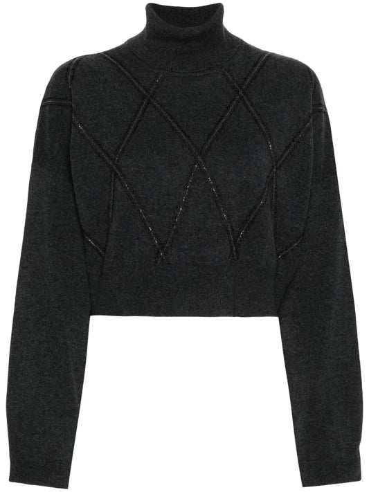 Monili-Embellished Cropped Top