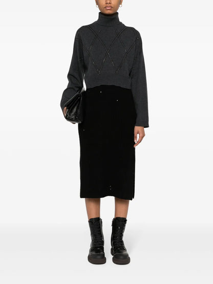 Monili-Embellished Cropped Top