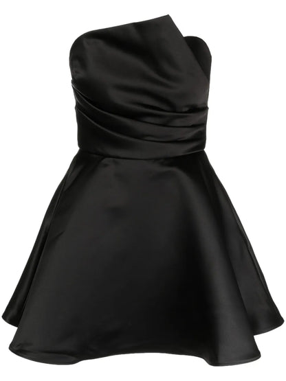 Asymmetrical Draped Bodice Mini Dress