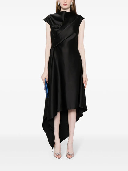 Handkerchief-Hem Satin Dress