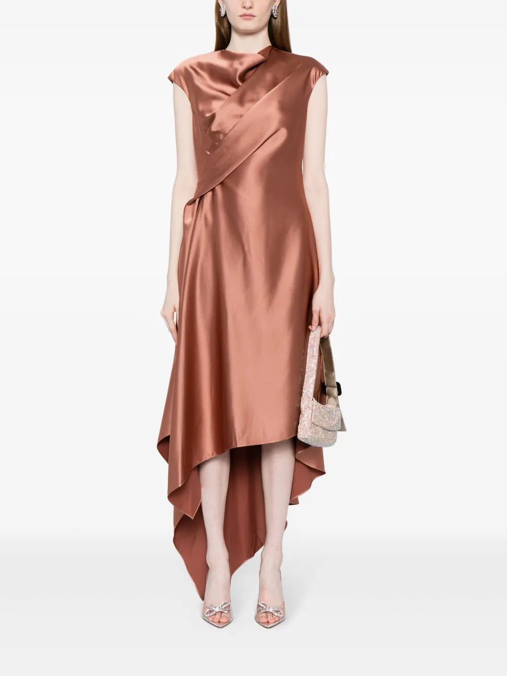 Handkerchief-Hem Satin Dress