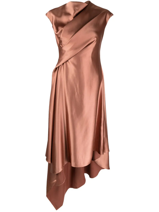 Handkerchief-Hem Satin Dress