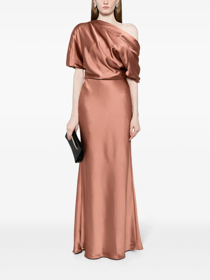 Off-Shoulder Draped Maxi Dress