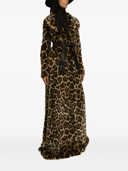 Leopard-Print Faux-Fur Coat
