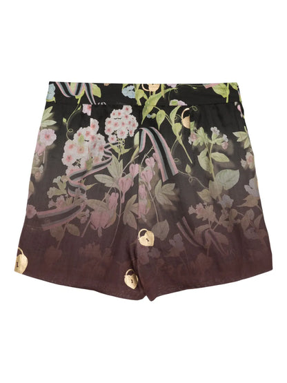 Floral-Printed Faded-Effect Shorts