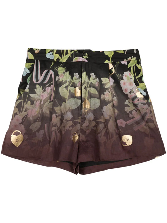 Floral-Printed Faded-Effect Shorts