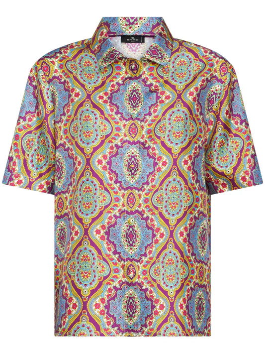 Paisley-Print Silk Shirt