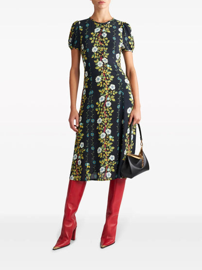 Floral-Print A-Line Dress