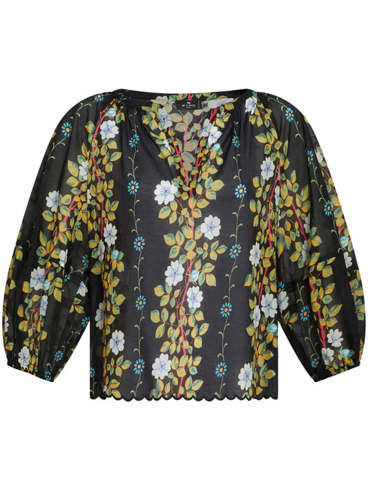 Floral-Print Cotton Blouse