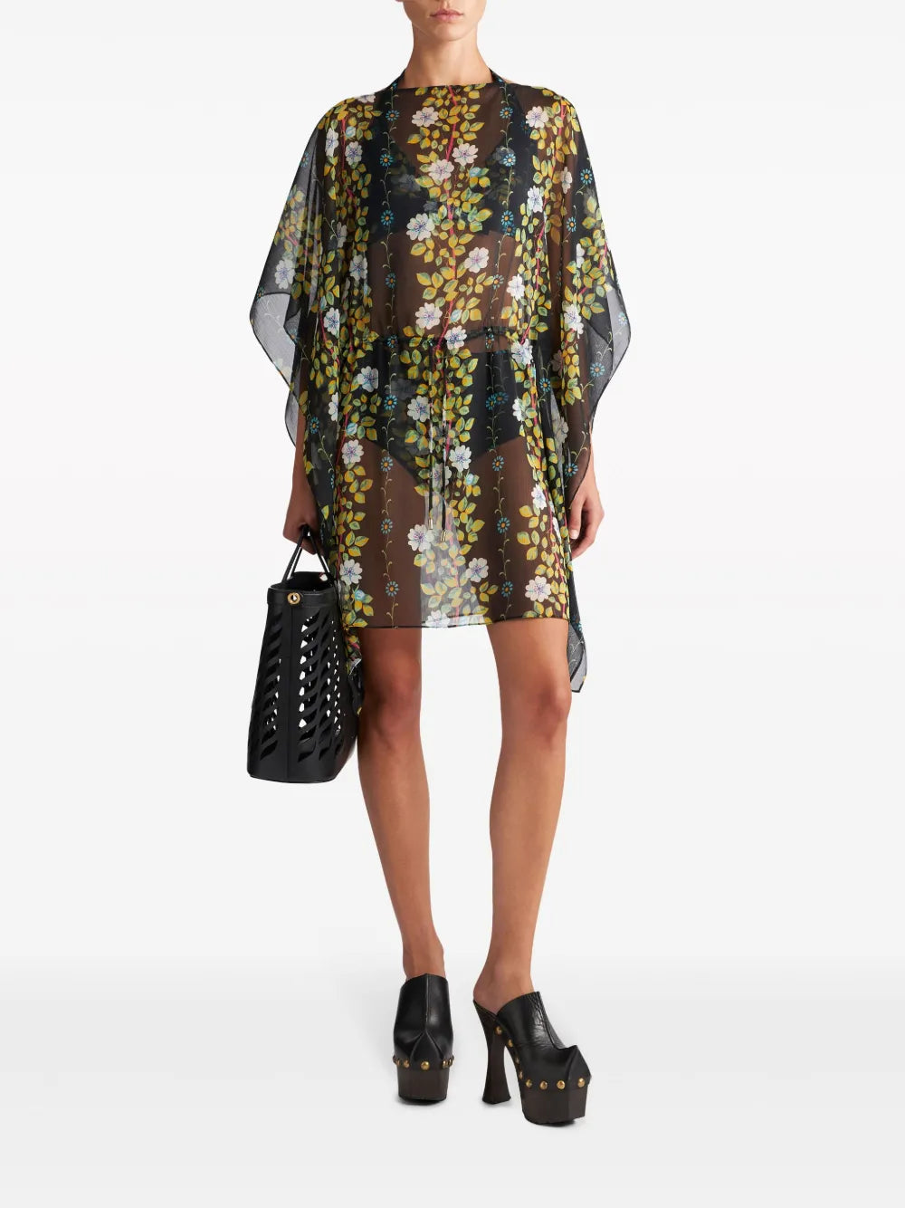 Floral-Print Kaftan Minidress