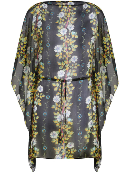 Floral-Print Kaftan Minidress