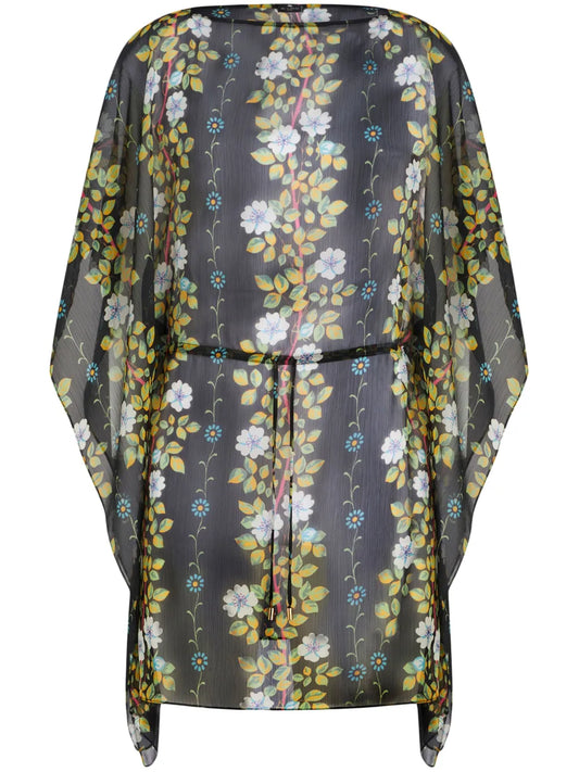 Floral-Print Kaftan Minidress