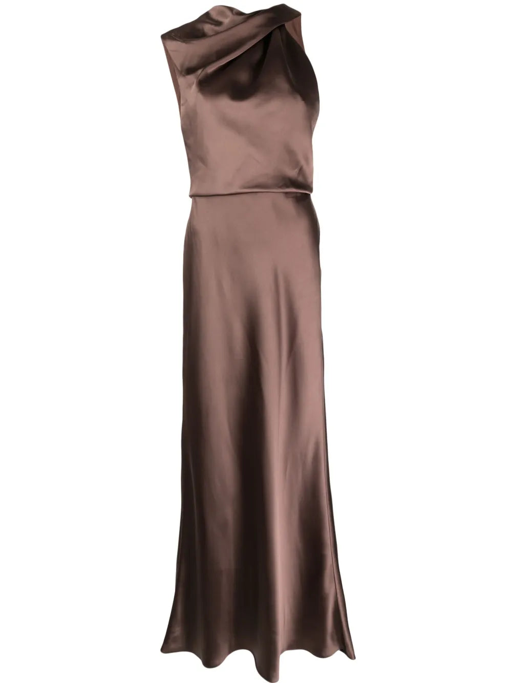 Asymmetric Draped Satin Gown