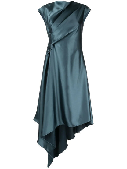 Handkerchief-Hem Satin Dress