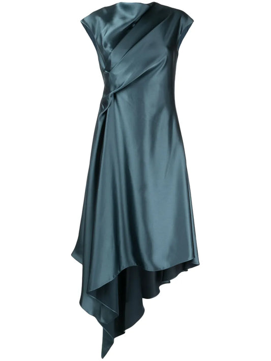 Handkerchief-Hem Satin Dress