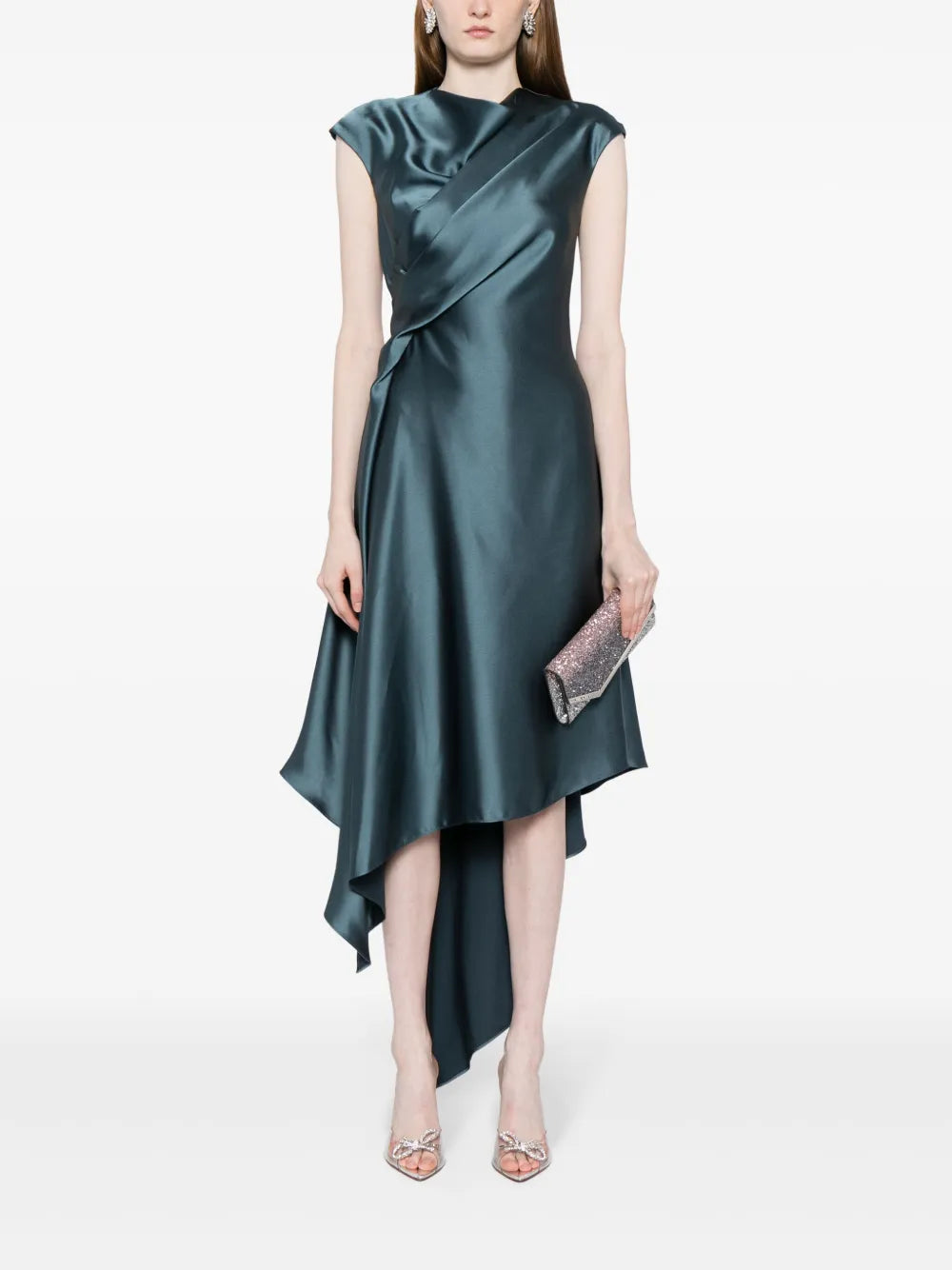 Handkerchief-Hem Satin Dress