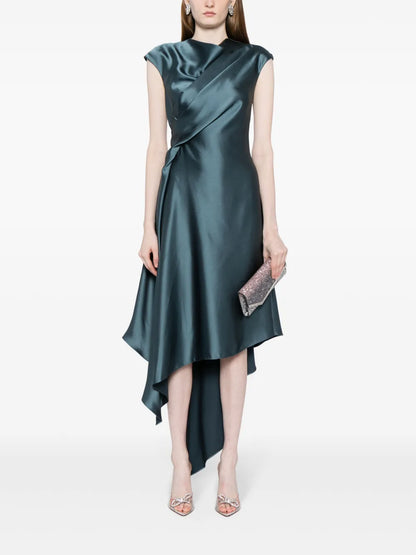 Handkerchief-Hem Satin Dress