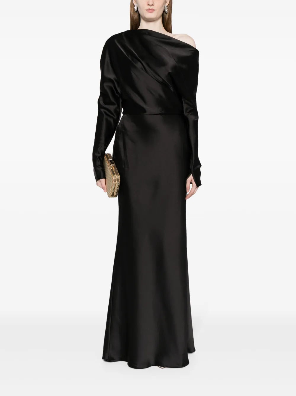 Off-Shoulder Satin Gown
