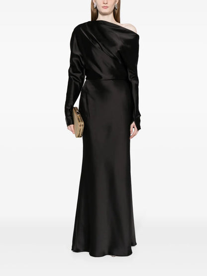 Off-Shoulder Satin Gown