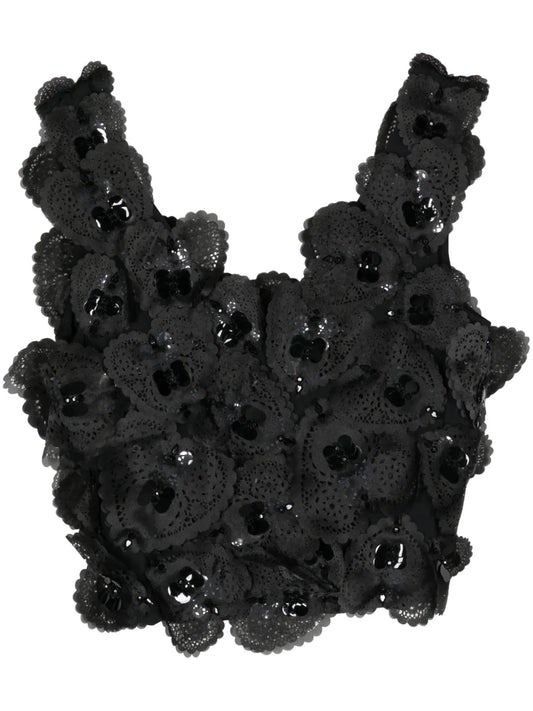 Heart-Appliquéd Cropped Top