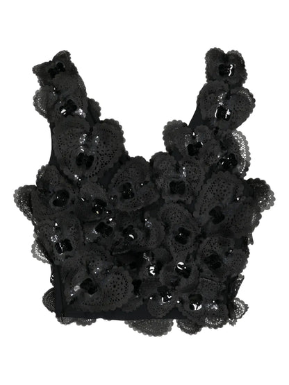 Heart-Appliquéd Cropped Top