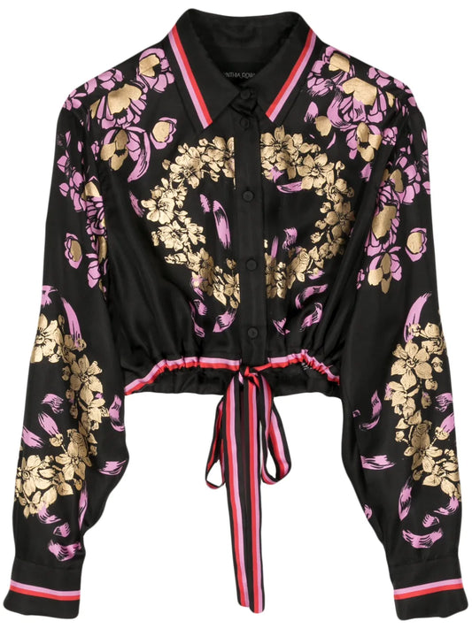 Floral-Print Silk Shirt
