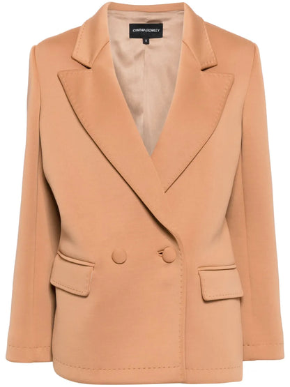 Wide-Lapel Double-Breasted Cady Blazer