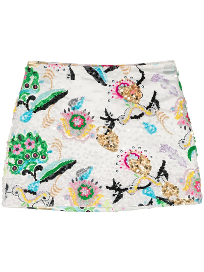 Sequinned Satin Miniskirt