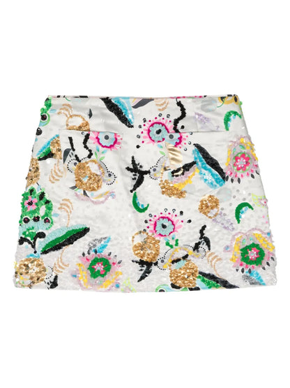 Sequinned Satin Miniskirt