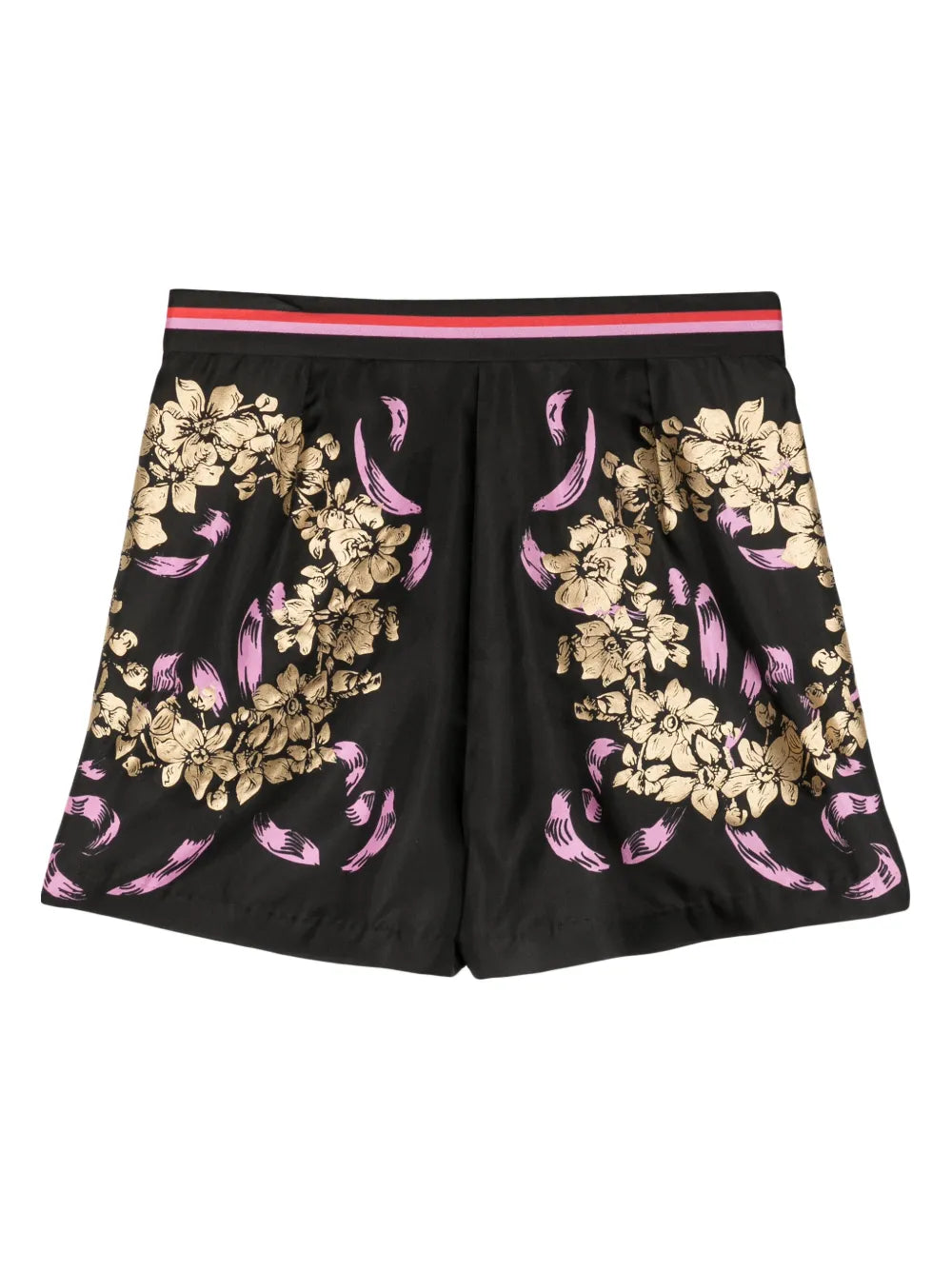 Floral-Print Silk Shorts