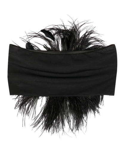 Feather-Embellished Bandeau Top