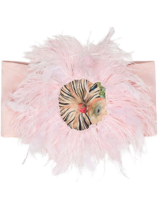 Feather-Embellished Bandeau Top