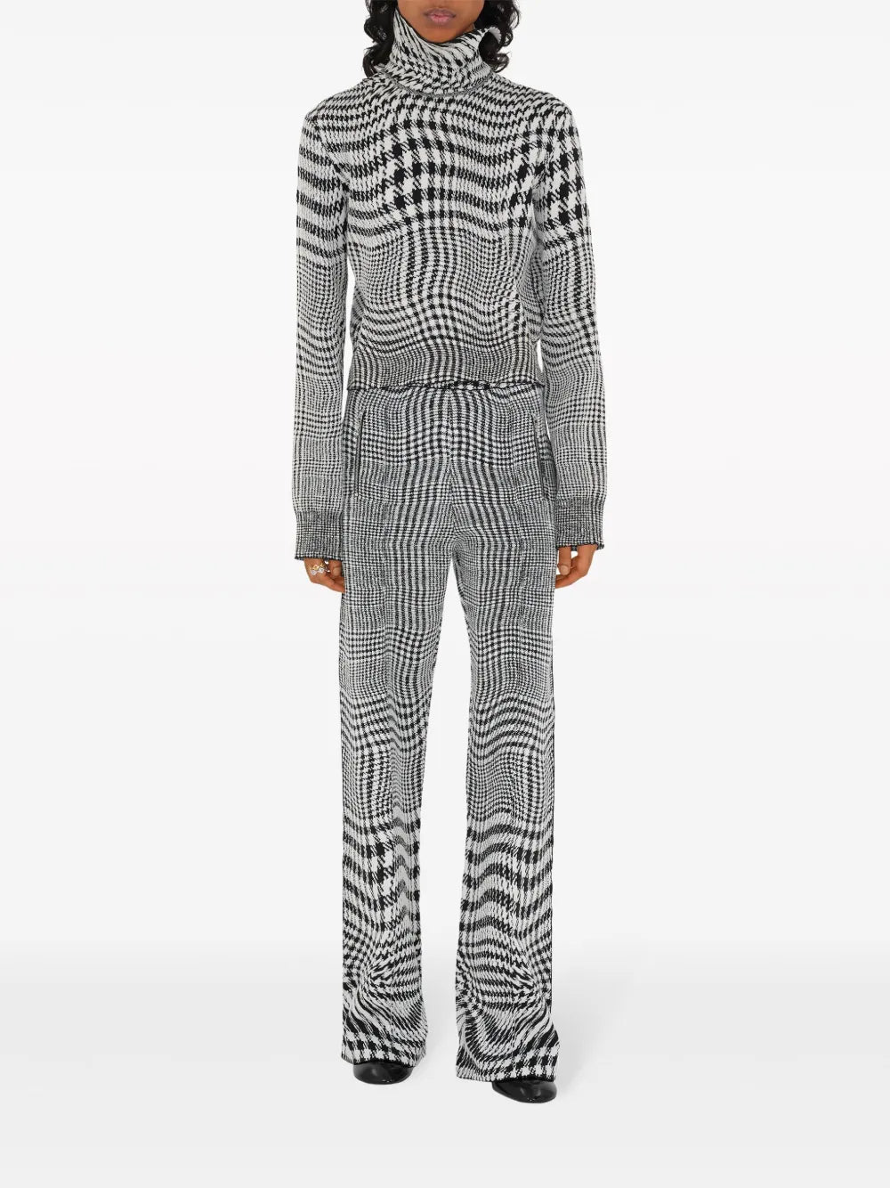 Warped Houndstooth Jacquard Wool-Blend Trousers