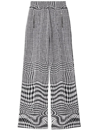 Warped Houndstooth Jacquard Wool-Blend Trousers