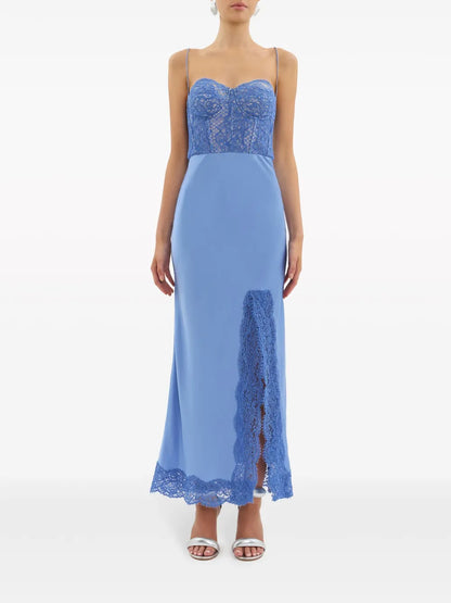 Larisa Lace-Embellished Silk Dress