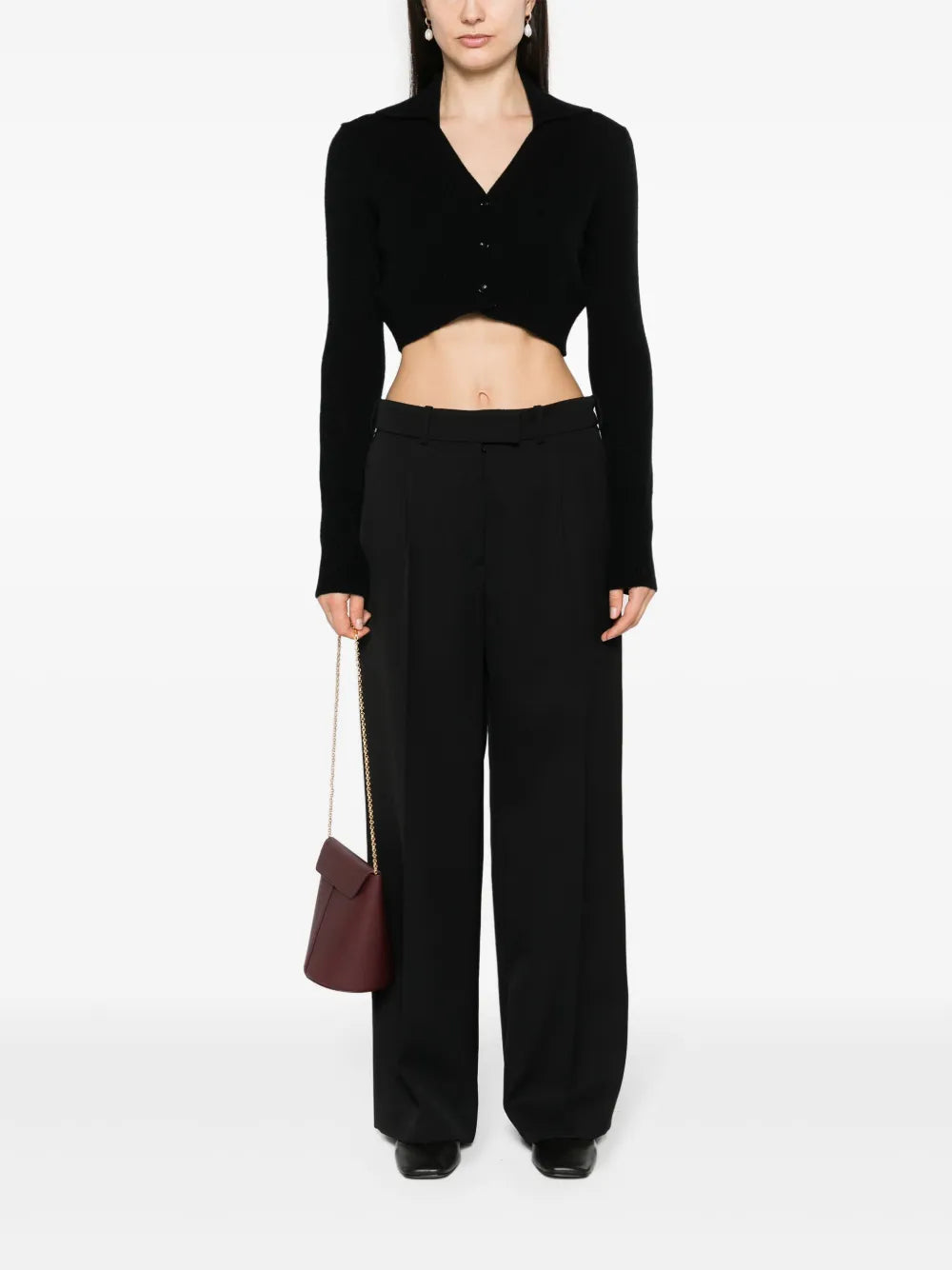 Spread-Collar Cashmere Cardigan