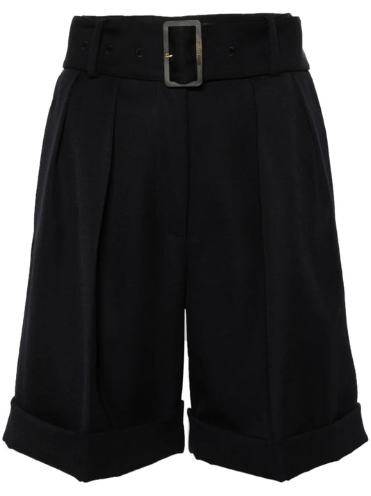 Belted Virgin Wool-Blend Shorts