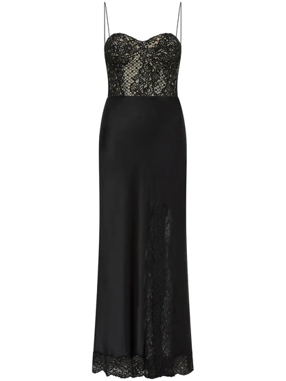 Larisa Lace-Embellished Silk Dress