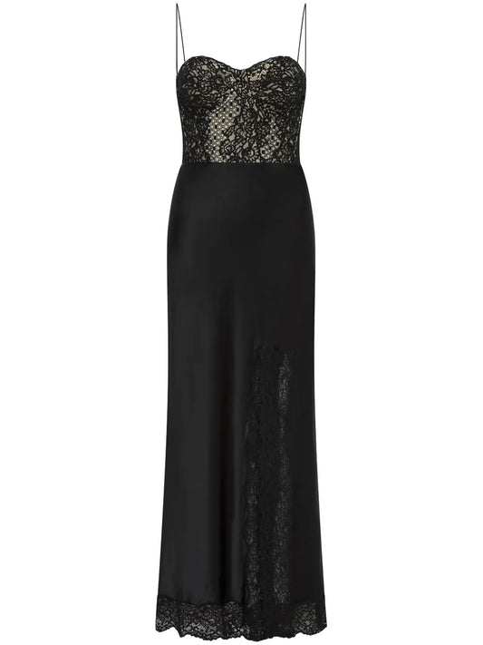 Larisa Lace-Embellished Silk Dress