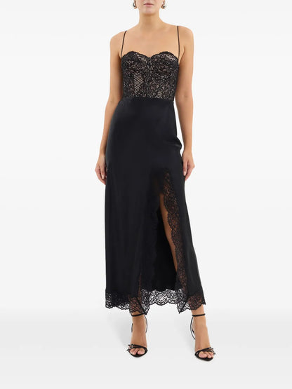 Larisa Lace-Embellished Silk Dress
