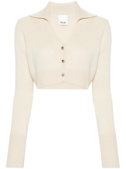 Spread-Collar Cashmere Cardigan