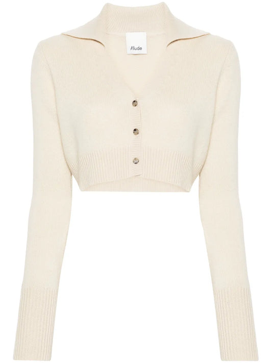 Spread-Collar Cashmere Cardigan