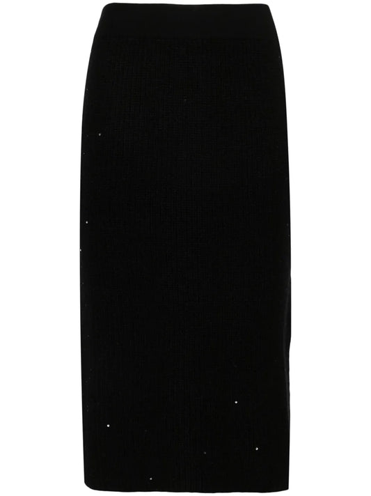 Sequinned Ribbed Midi Skirt