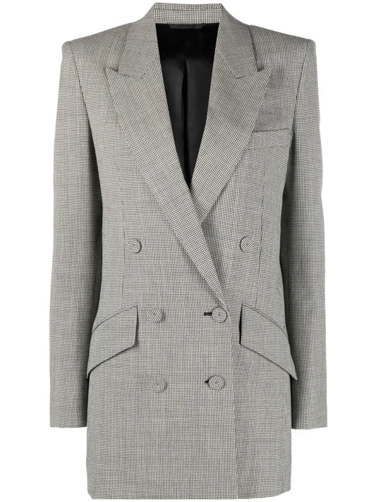 Dogtooth-Pattern Wool Blazer