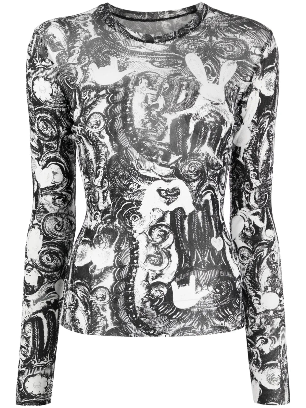 Abstract-Print Long-Sleeve T-Shirt