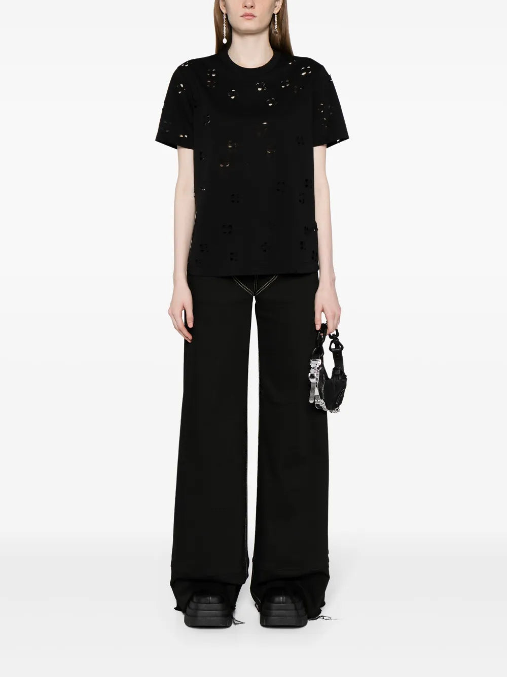 Cut-Out Cotton-Blend T-Shirt