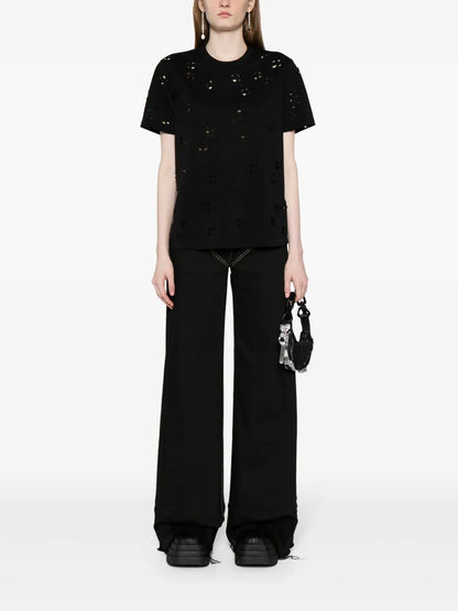Cut-Out Cotton-Blend T-Shirt